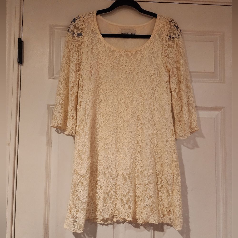 Sole Dione Studio cream colored lace layered mini dress S